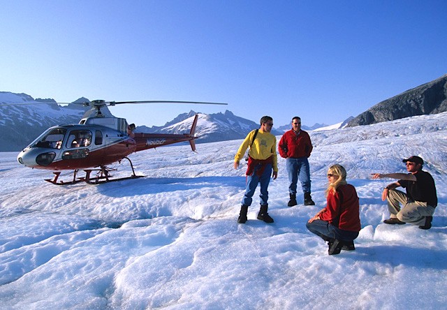 helicopter on glacier